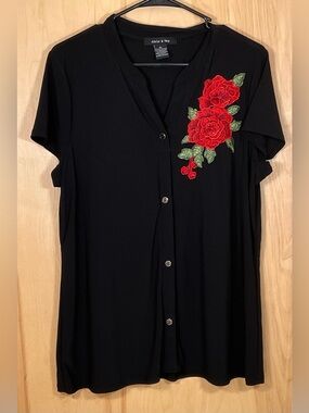 Adele & May Button Down Slinky Blouse - EUC